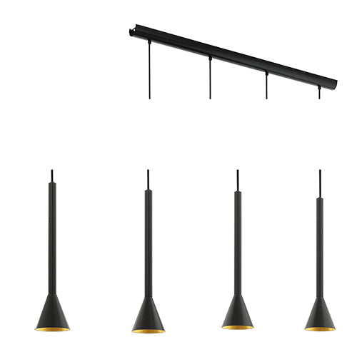 Eurolux Pendant Cortaderas 4LT 975mm Black/Gold in Electrical & Lighting,Lighting,Interior Lighting