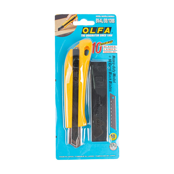 Olfa Heavy Duty Cutter With 10 Excel Black Blades - image 01