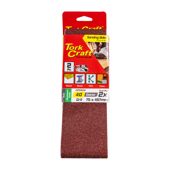 Image of a Tork Craft Sanding Belt 75 X 457mm 40 Grit 2 Pack