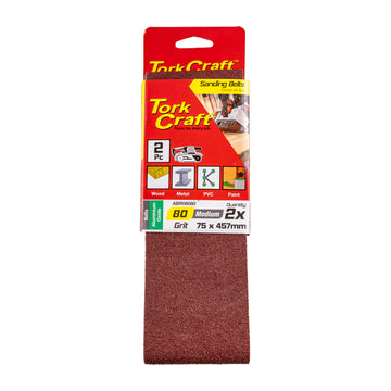 Image of a Tork Craft Sanding Belt 75 X 457mm 80 Grit 2 Pack