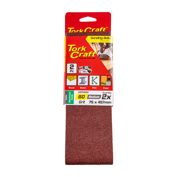 Image of a Tork Craft Sanding Belt 75 X 457mm 80 Grit 2 Pack