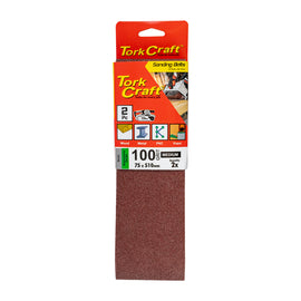Image of a Tork Craft Sanding Belt 75 X 510mm 100 Grit 2 Pack