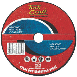 Image of a Tork Craft Abrasive Cutting Wheel For Steel 76 X 1.1 X 9.53
