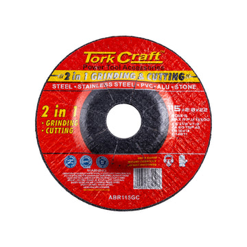 Image of a Tork Craft 2 In 1 Grinding & Cutting Disc 115mm X 2.8 X 0.22 Steel/Stainless Steel /PVA/Aluminium / Stone