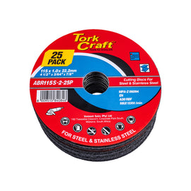 Image of a Tork Craft Cutting Disc Steel & Stainless Steel 115 X 1.0 X 22.2 Mm 25 Pack