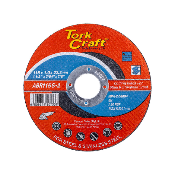 Image of a Tork Craft Cutting Disc Steel & Stainless Steel 115 X 1.0 X 22.2mm