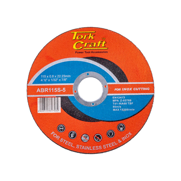 Image of a Tork Craft Cutting Disc Steel & Stainless Steel 115 X 0.8 X 22.2 Mm