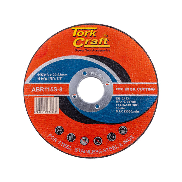 Image of a Tork Craft Cutting Disc Metal & Stainless Steel 115 X 3.0 X 22.22mm