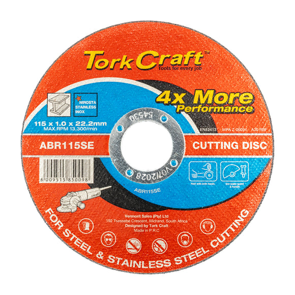 Image of a Tork Craft Cutting Disc Steel & Stainless Steel 115 X 1.0 X 22.2 Mm 4x More Performance
