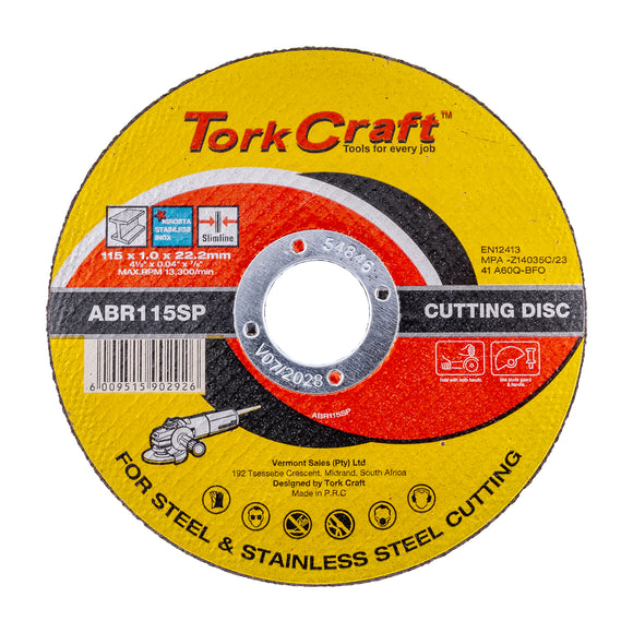 Image of a Tork Craft Cutting Disc Steel Metal SS 115 X 1.0 X 22.2 Mm