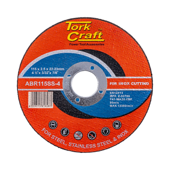 Image of a Tork Craft Cutting Disc Stainless Steel 115 X 2.5 X 22.22mm