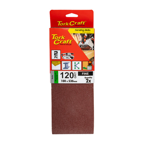 Image of a Tork Craft Sanding Belt 100 X 530mm 120 Grit 2 Pack