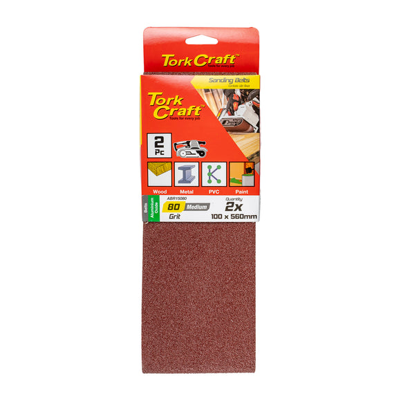 Image of a Tork Craft Sanding Belt 100 X 560mm 80 Grit 2 Pack