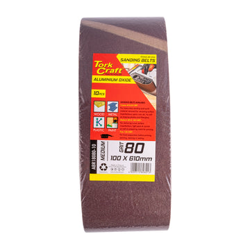 Image of a Tork Craft Sanding Belt 100 X 610mm 80 Grit 10 Pack