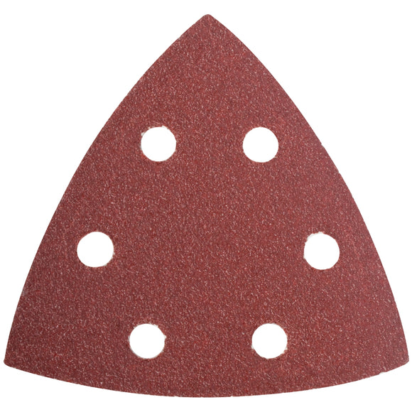 Image of a Tork Craft Sanding Triangle Sheet 60 Grit 94x94x94mm 5 Pack W/holes Hook & Loop