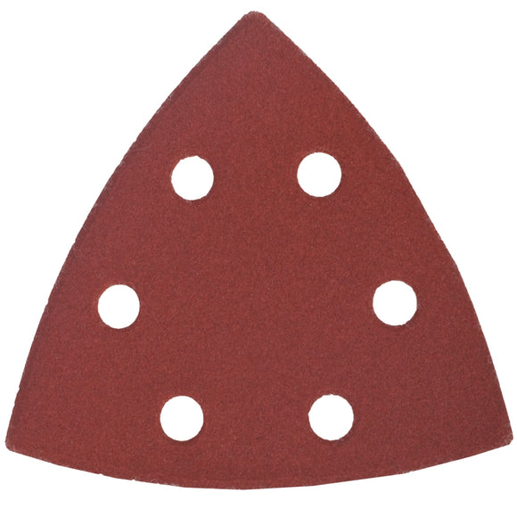 Image of a Tork Craft Sanding Triangle Sheet 240 Grit 94x94x94mm 5 Pack W/holes Hook & Loop