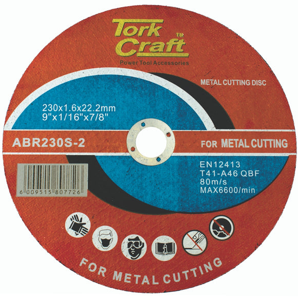 Image of a Tork Craft Cutting Disc Steel And Ss 230 X 1.6 X 22.22mm