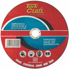 Image of a Tork Craft Cutting Disc For Steel And Stainless Steel 230 X 2.0 X 22.2mm