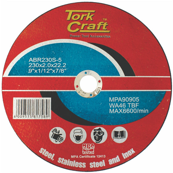 Image of a Tork Craft Cutting Disc For Steel And Stainless Steel 230 X 2.0 X 22.2mm