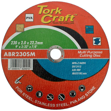 Image of a Tork Craft Cutting Disc Multi Purpose 230 X 2.0 X 22.2mm For Steel Ss Pva Stone