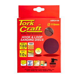 Image of a Tork Craft Sanding Disc 115mm 180 Grit 10 Pack Hook And Loop