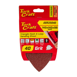 Image of a Tork Craft Sanding Triangle 40 Grit 140 X 140 X 98mm 5 Pack W/h Hook And Loop