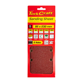 Image of a Tork Craft Sanding Sheet Orbital 95 X 230mm 50 Grit Plain With 8 Holes 5 Pack