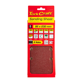 Image of a Tork Craft Sanding Sheet Orbital 95 X 230mm 80 Grit Plain With 8 Holes 5 Pack
