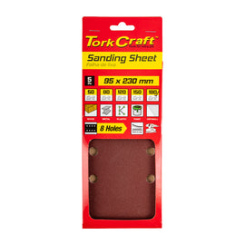 Image of a Tork Craft Sanding Sheet Orb 95 X 230mm 180 Grit Plain With 8 Holes 5 Pack