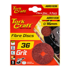 Image of a Tork Craft Fibre Disc 115mm 36 Grit 5 Pack