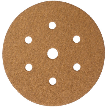 Image of a Tork Craft Gold Disc 100 Grit 150mm X 6+1 Holes Hook And Loop (50 Pieces)