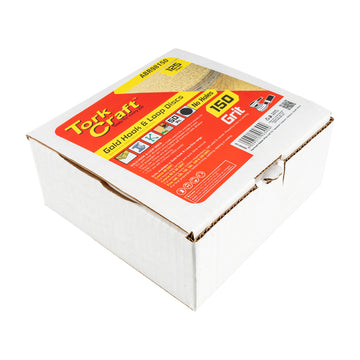 Image of a Tork Craft Gold Disc 150 Grit 125mm Without Hole Hook And Loop 50 pieces