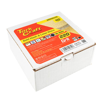Image of a Tork Craft Gold Disc 220 Grit 125mm Without Hole Hook And Loop 50 pieces
