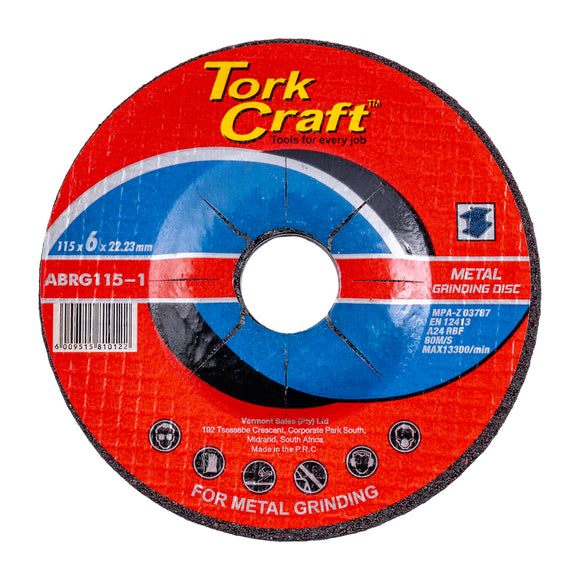 Image of a Tork Craft Grinding Disc For Steel 115 X 6.0 X 22.2mm
