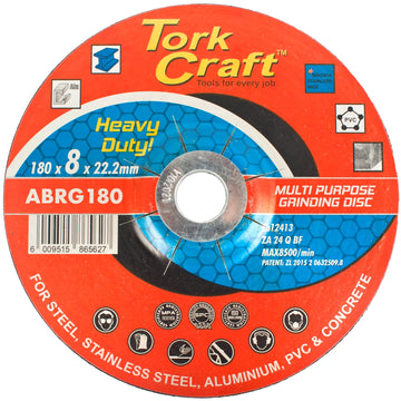 Image of a Tork Craft Grinding Disc For Steel 180 X 8.0 X 22.2mm Steel Stainless Steel Concrete Multi