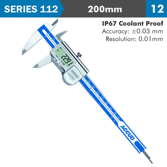 Image of a DIG. CALIPER 200MM 0.03MM ACC. IP67 LEVEL 0.01MM RES.