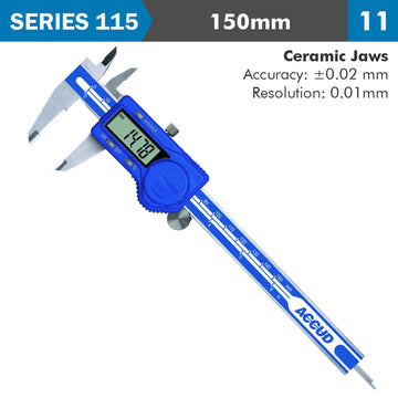 Image of a DIG. CALIPER 150MM 0.02MM ACC. CERAM. JAWS S/STEEL 0.01MM RES.