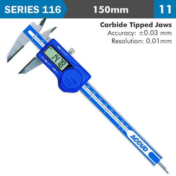Image of a DIG. CALIPER 150MM 0.03MM ACC. TCT JAWS S/STEEL 0.01MM RES.