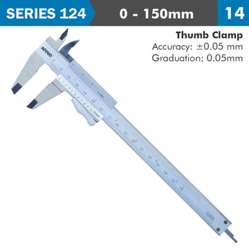 Image of a VERNIER CALIPER 150MM AUTO THUMB CLAMP 0.05MM ACC. 0.05MM GRAD. S/STEE