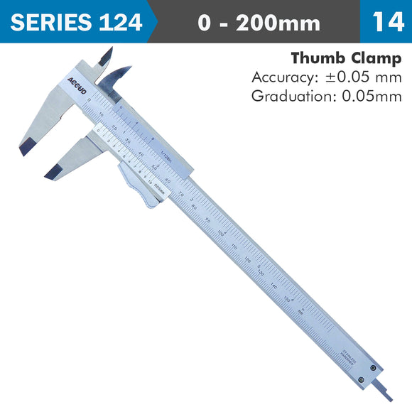Image of a VERNIER CALIPER 200MM AUTO THUMB CLAMP 0.05MM ACC. 0.05MM GRAD. S/STEE