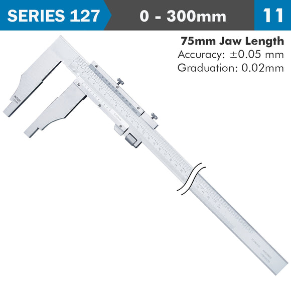 Image of a VERNIER CALIPER 300MM 0.05MM ACC. 75MM 0.02MM GRAD S/STEEL