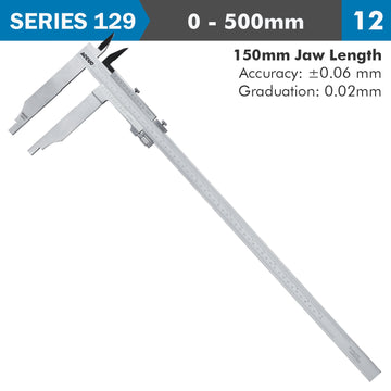 Image of a VERNIER CALIPER 500MM 0.06MM ACC. 150MM 0.02MM GRAD S/STEEL