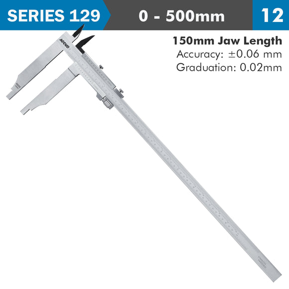 Image of a VERNIER CALIPER 500MM 0.06MM ACC. 150MM 0.02MM GRAD S/STEEL