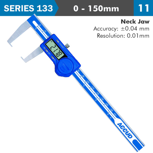 Image of a DIG. CALIPER 150MM 0.04MM ACC. OUTSIDE NECK 0.01MM RES. S/STEEL