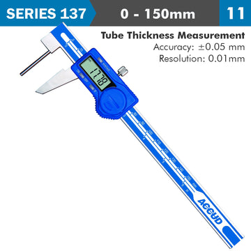 Image of a DIG. TUBE THICKNESS CALIPER 150MM 0.05MM ACC. 0.01MM RES. S/STEEL
