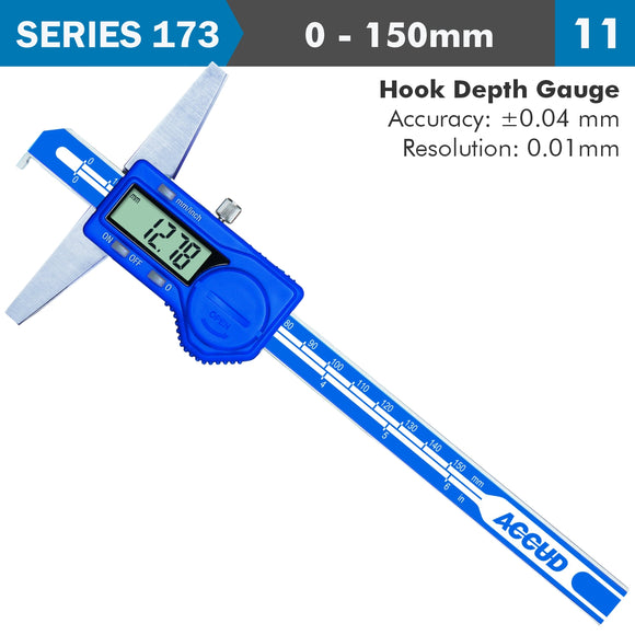Image of a DIG. CALIPER 150MM 0.04MM ACC. HOOK DEPTH 0.01MM RES. S/STEEL