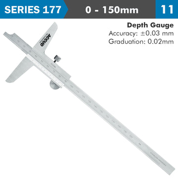 Image of a VERNIER DEPTH CALIPER  150MM 0.03MM ACC. 0.02MM GRAD. S/STEEL