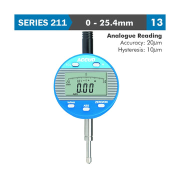 Accud Digital Indicator Flat Back 25.4mm / 1in 0.01mm / 0.0005in - image 01