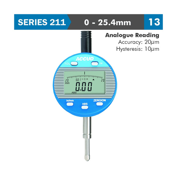 Accud Digital Indicator Flat Back 25.4mm / 1in 0.01mm / 0.0005in - image 01