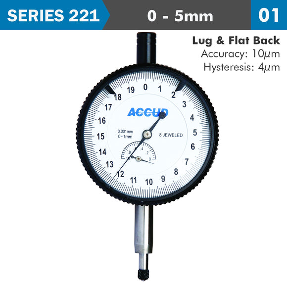Image of a DIAL INDICATOR 5MM 0.001MM GRAD. LUG&FLAT BACK